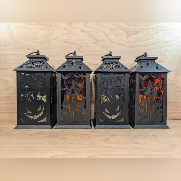 4 Northlight LED Lighted Happy Halloween & Haunted House 11" Jack-O'-Lanterns - Picture 2 of 4